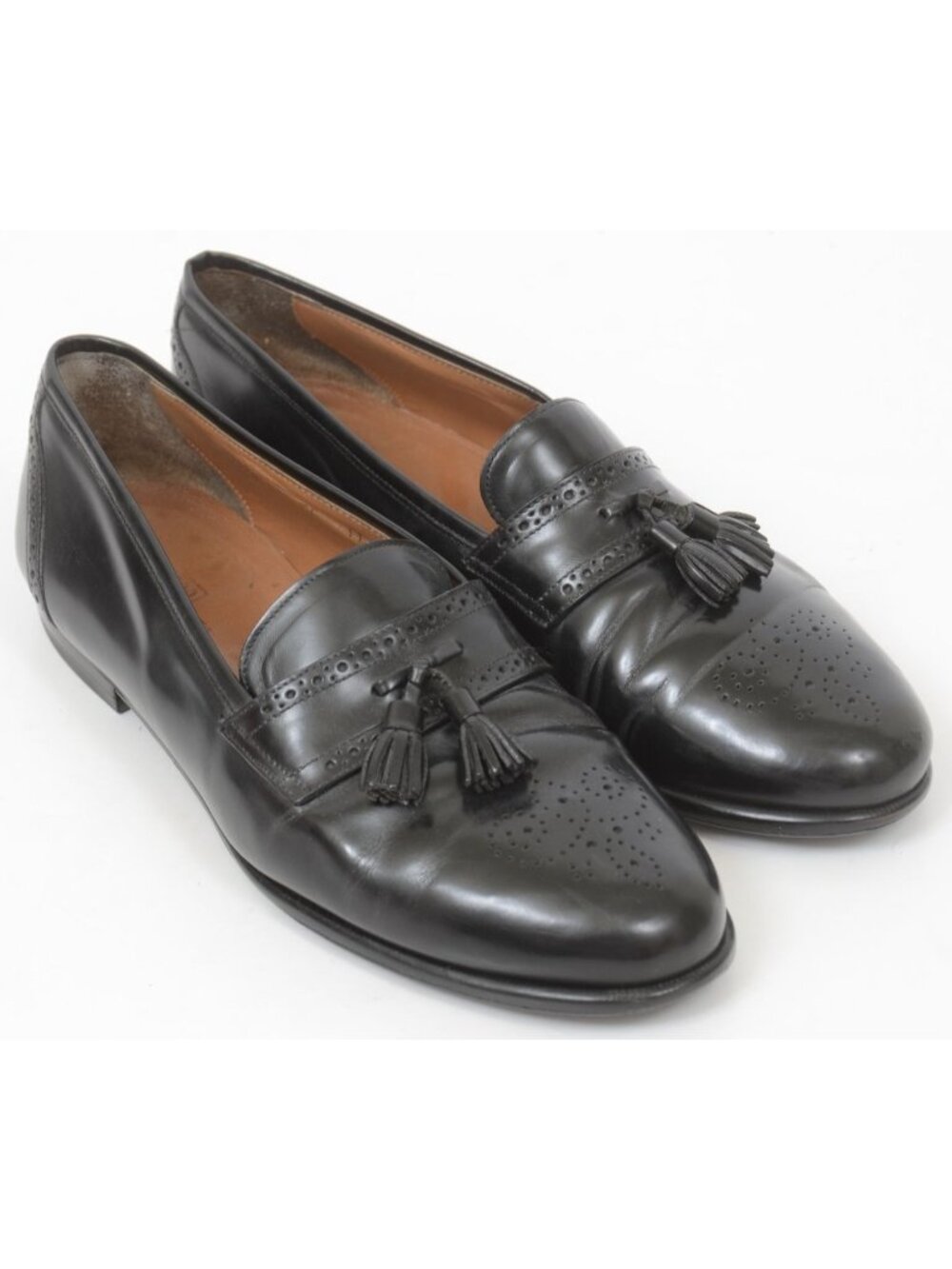 S2 by Santoni Mens 11EE Black Leather Tassle Loafers Dress Old Money Preppy Shoe